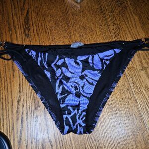 Victoria’s Secret Purple & Black Animal Print Bikini Bottom Size L | Tie Side